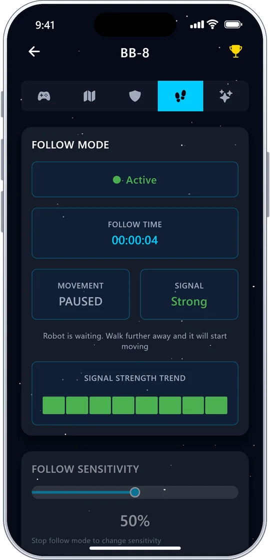 BB-8 follow mode running