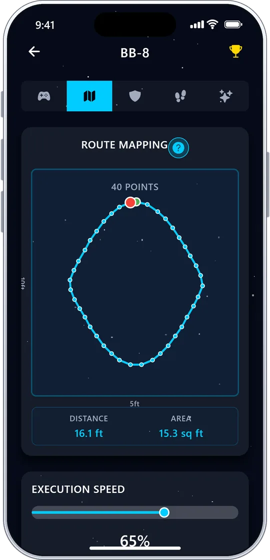 BB-8 route mapping with a drawn route
