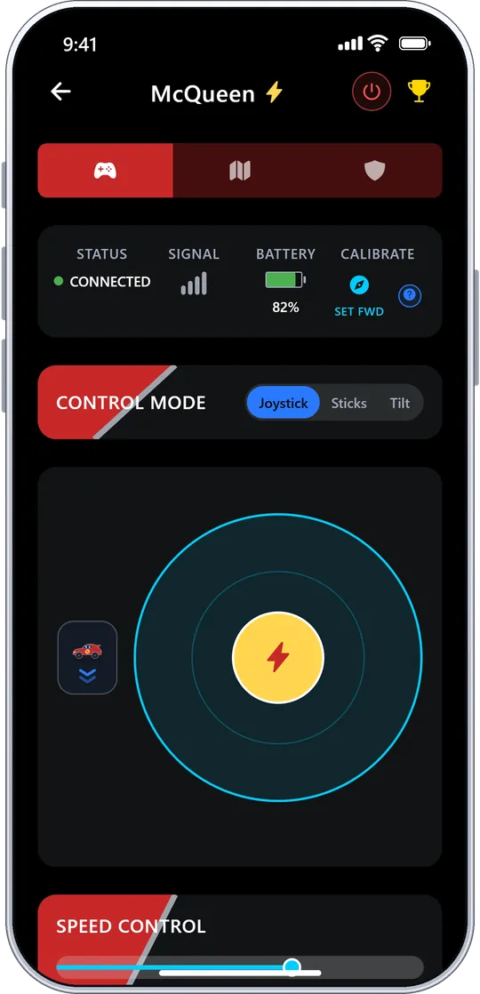 Lightning McQueen joystick control screen