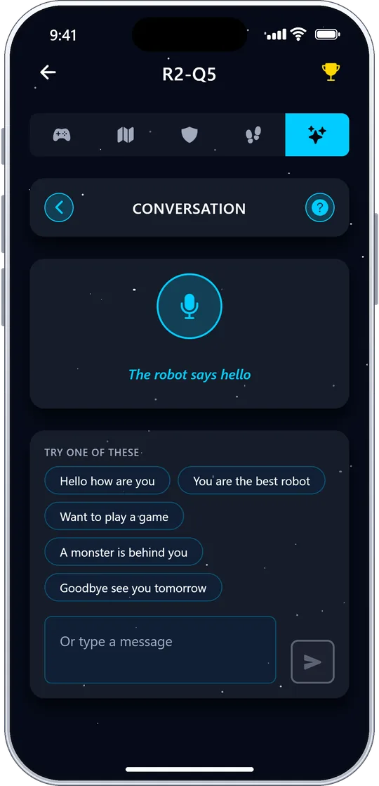 AI conversation screen with R2-Q5